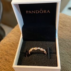 Pandora 14k rose gold plated shell and rhinestone ring. Size 7